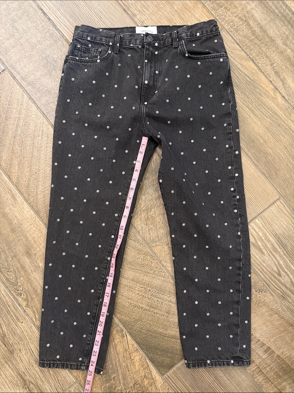 Current/Elliott Vintage Cropped Hem Black White Polka Dot Jeans Women’s Size 32 - Picture 9 of 10